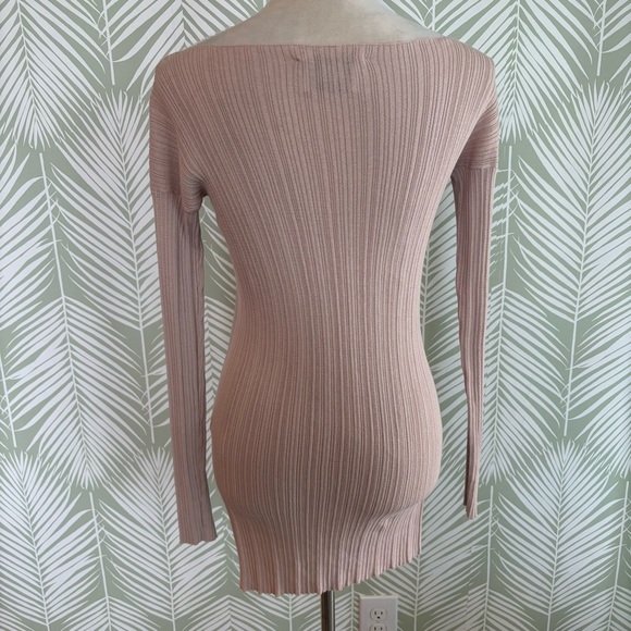 Alpha Studio Light Pink Ribbed Knit Long Sleeve Top Small Lightweight - Picture 5 of 7